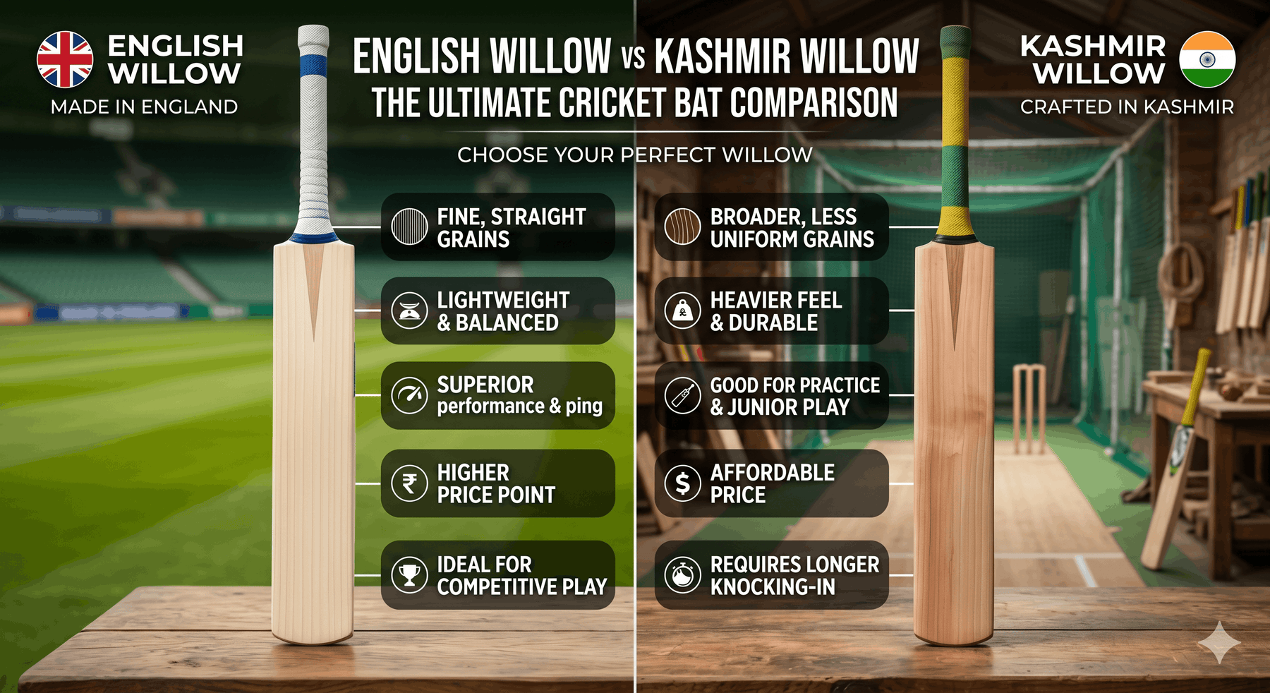 English Willow vs Kashmir Willow