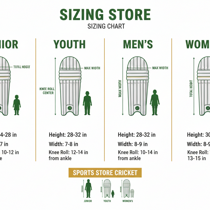 Cricket Pads Sizing Chart: Junior, Youth, Men's &amp; Women's Guide